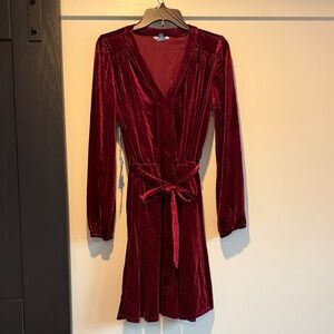 Draper James Burgundy Velvet Long Sleeve Dress
